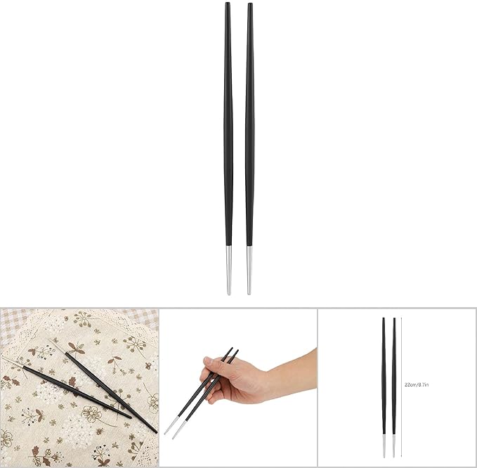 2 Pairs 304 Stainless Steel Chopstick Japanese Sushi Chopsticks Tableware Set Korean Chopsticks Set |Silver Black| chopstick sushi