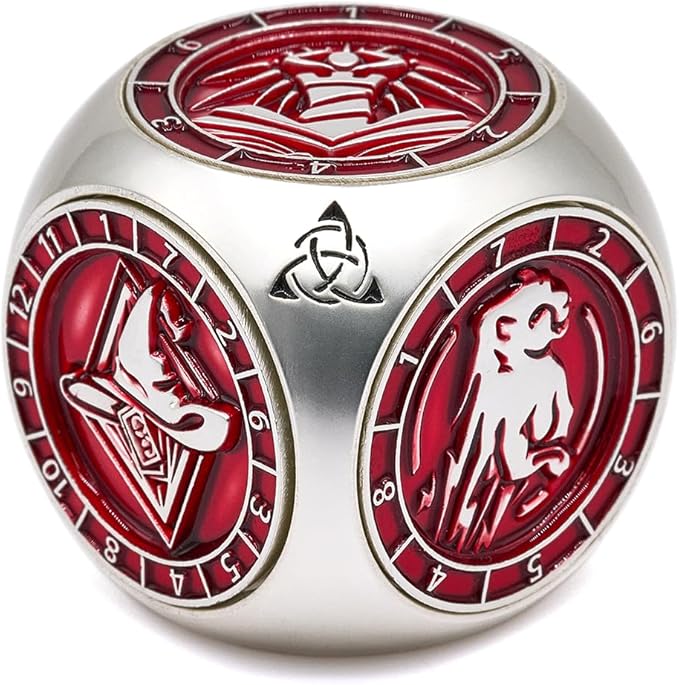 DND Spinner Dice,HNCCESG 7 in 1 Unique Metal Dice Set with Stat Engraving for Dungeons and Dragons Gifts, Polyhedral Role Playing Game Dice(Matte Red)