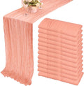 12 Pack 13Ft Cheesecloth Table Runner 35x157 Inch Boho Gauze Table Runner Cheese Cloth Long Table Runners Rustic Table Runners for Wedding Bridal Shower Birthday Party Table Decor (Peach Coral)