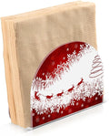 Napkin Holder Red Christmas Crystal Clear Acrylic Napkin Holders,Deer Paper Napkin Holder Dining Table Dispenser for Kitchen Restaurant Home Decor Bar Accessories