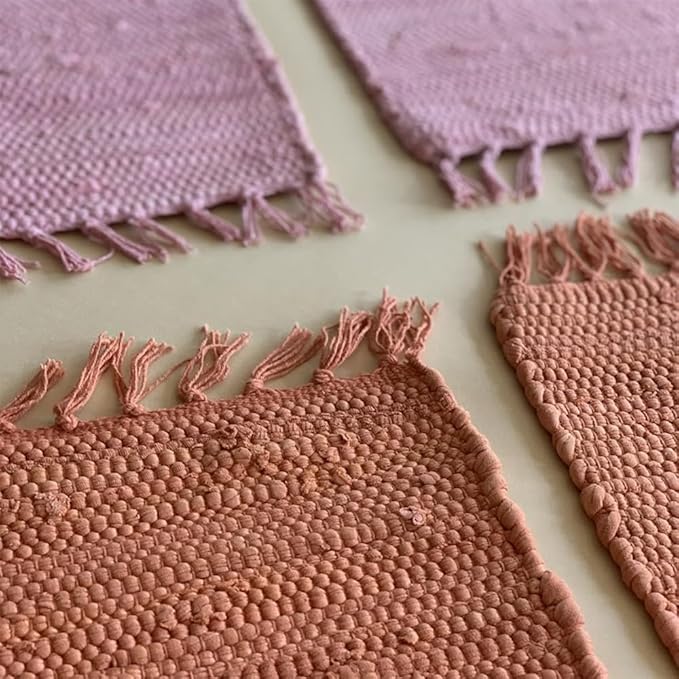 PILLOWPIA Handcrafted Chindi Rag Rug Hot Pad – 100% Cotton, Handwoven, Colorful & Eco-Friendly | Boho Kitchen Accessory for Table, Counter, or Serving Use - Pottery