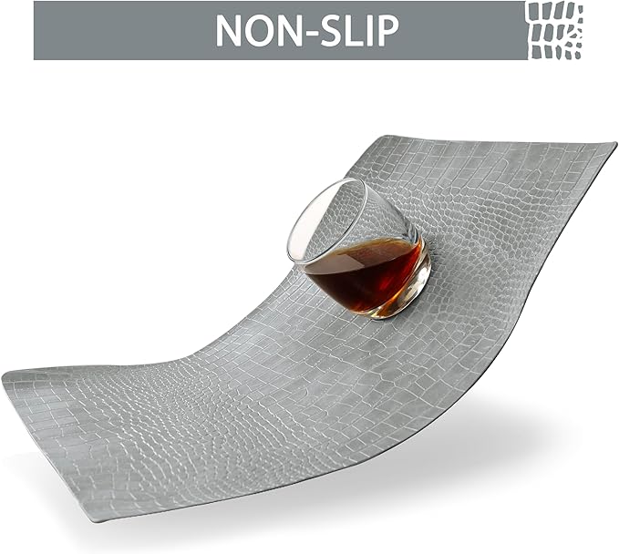 Set of 8 Faux Leather Placemats, PU Table Mats, Waterproof, Stain Resistant, Heat Resistant, Easy to Clean for Kitchen Dining Table,Conference Table