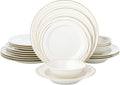 Joseph Sedgh Collection “Sisi” 20-Piece Bone China Dinnerware Set, Service for 4, White and Gold