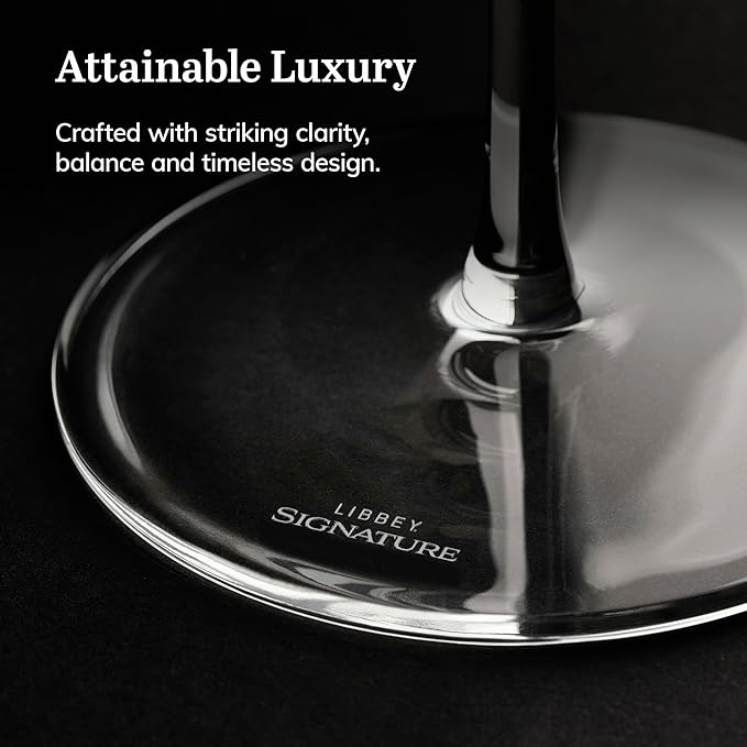 Libbey Signature Champagne Flute Glasses Set, Stylish, Dishwasher Safe Champagne Glasses Set of 4, Champagne Gift Set for Weddings and Events