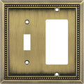 Henne Bery Sunken Pearls Heavy Duty Decorative Wall Plate Switch Plate Outlet Cover (Toggle/Decorator, Antique Brass)