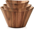 Woodenhouse Wooden Salad Bowl Set, Salad Bowls Set of 3 - Wavy Design Salad Bowl Set for Serving, Handmade, Durable and Stylish Natural Wood Dining Accessory