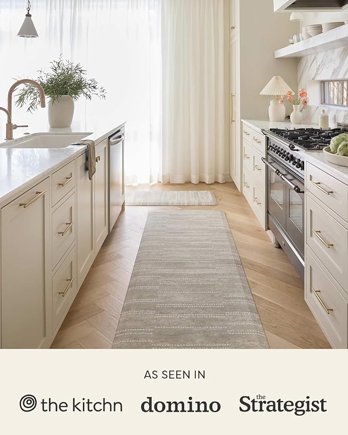 House of Noa Nama Standing Mat – Anti-Fatigue Cushioned Kitchen Mats for Floor | Ergonomic Bounce-Back Foam Kitchen Mats | Anti-Fatigue Mats for Kitchen & Standing | Reese Pewter | 30" x 108"