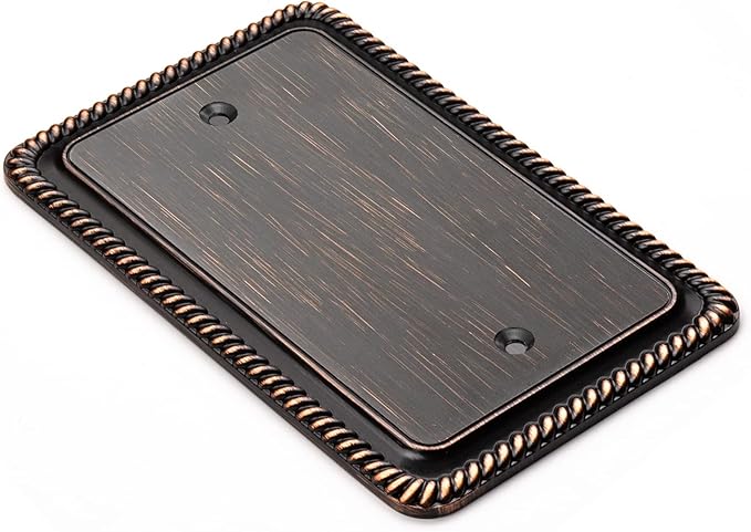 Henne Bery Rope Edge Decorative Wall Plate Switch Plate Outlet Cover (Single Blank, 2 Pack, Aged Bronze)