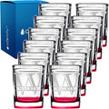 Personalized Square Shot Glasses Set of 12 Red Bottom 2oz Engraved Initial and Name Custom Gifts, Weddings, Birthdays, Party, Event, Decorations