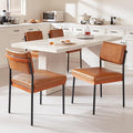 Modern Dining Chairs Set of 4, Kitchen Chairs with Thick Cushions and Adjustable Foot Pads, Upholstered Faux Leather Dining Room Chairs with Sturdy Metal Legs,Brown