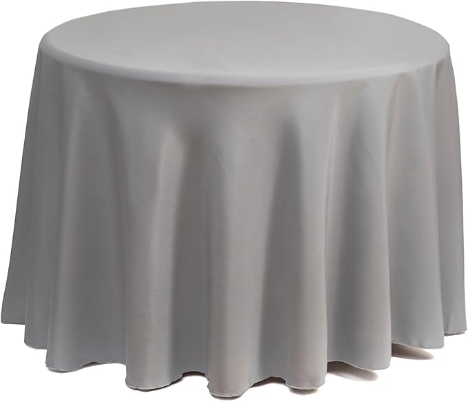 Gee Di Moda Round Tablecloth - 132 Inch Charcoal Round Table Cloth for 72 to 96 Inch Round Tables - Heavy Duty Washable Fabric - for Buffet Table, Holiday Party, Dinner, Wedding & Baby Shower