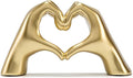 FANTESTICRYAN Medium Heart Hands Statues Hand Love Sculpture Cute Decorative Home Decor Ornaments for Living Room, Wedding, Office Desktop, Cabinets, Bookshelf (Gold, Medium)
