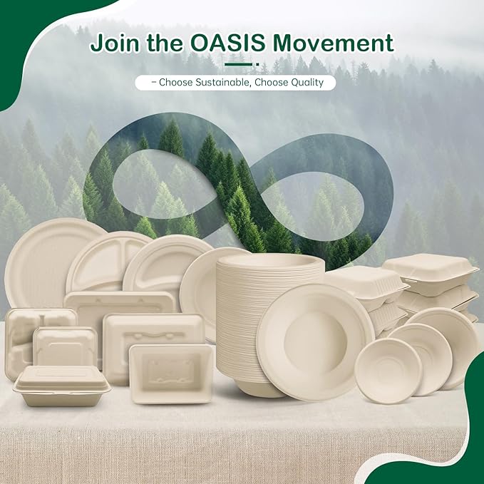 𝟯𝟮 𝗼𝘇, 𝟲𝟴-𝗣𝗮𝗰𝗸 Compostable Paper Bowls, Heavy-Duty Biodegradable Disposable Bowls Made from Bagasse, Eco-Friendly, Microwave & Freezer Safe (Natural)