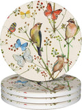 Coasters for Drinks,Vintage Birds and Butterflies Absorbent Coaster Set of 4 with Cork Base,Ceramic Drink Coasters for Cold Drinks Wine Glasses Cups Mugs,Housewarming Gifts for Home Decor