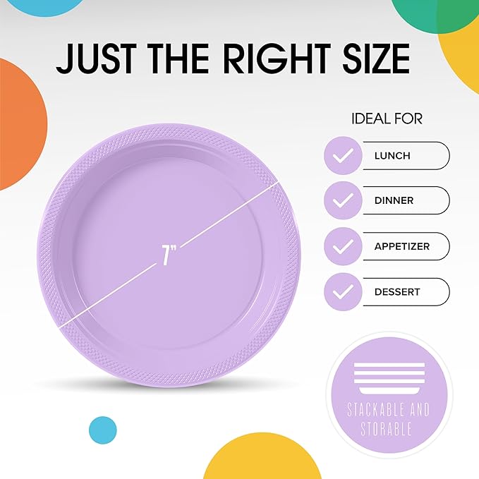Orange Plastic Plates For Party 7" Orange Disposable Plates Heavy Duty 100 Pcs Plastic Dinnerware Sets Heavy Duty 350 GSM Disposable Dinnerware Set