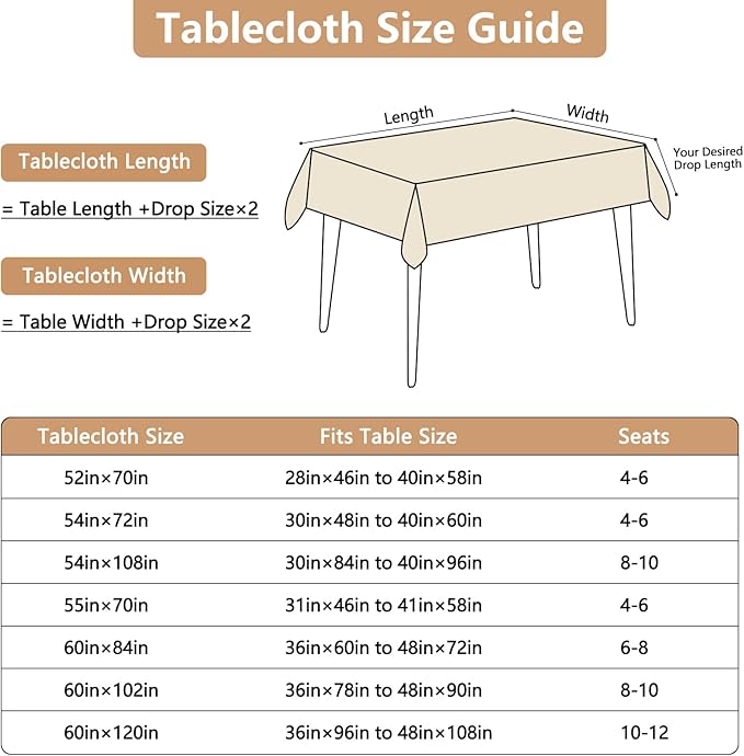 Fabric Beige Rectangle Tablecloth for 6 Foot Rectangular Table Faux Linen Textured Water & Spill Resistant Table Cloth Washable for Dining Kitchen Party 60 x 84 Inch