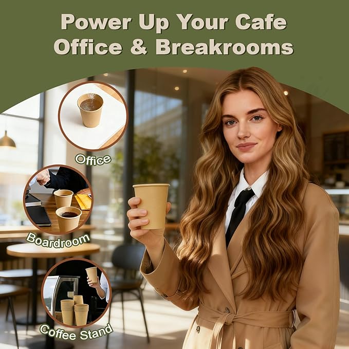 5 oz 300 Pack Disposable Coffee Cups, Bulk Brown Disposable Paper Cups, Coffee Cups for Hot Tea, Chocolate and Cold Drinks