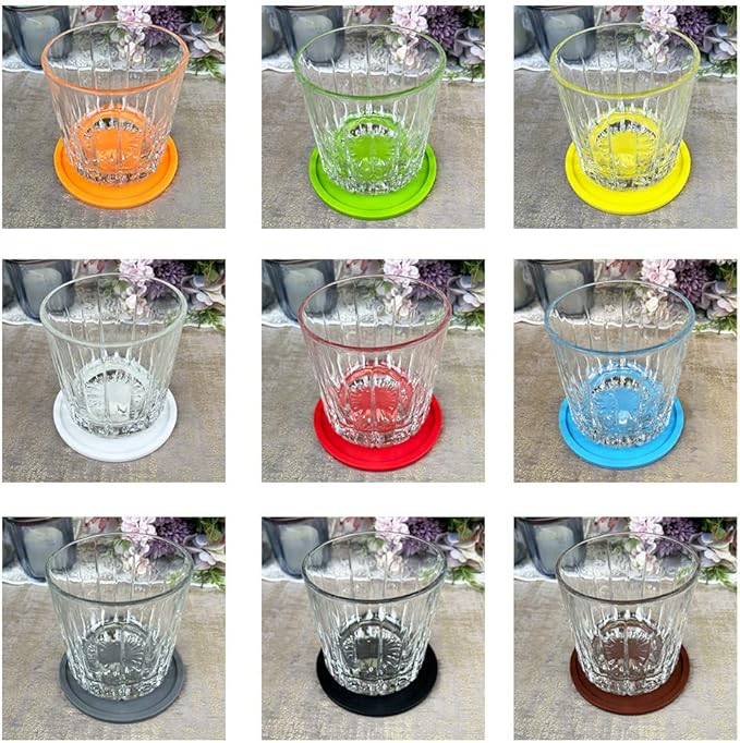 6 Pieces Silicone Coasters, Cup Coasters for Drinks, Heat Resistant Glass Cushion, Coffee Coaster for Table, Desk, Kitchen, Office, Bar Furniture Protection, Hot Cup Mat (Mix Color)