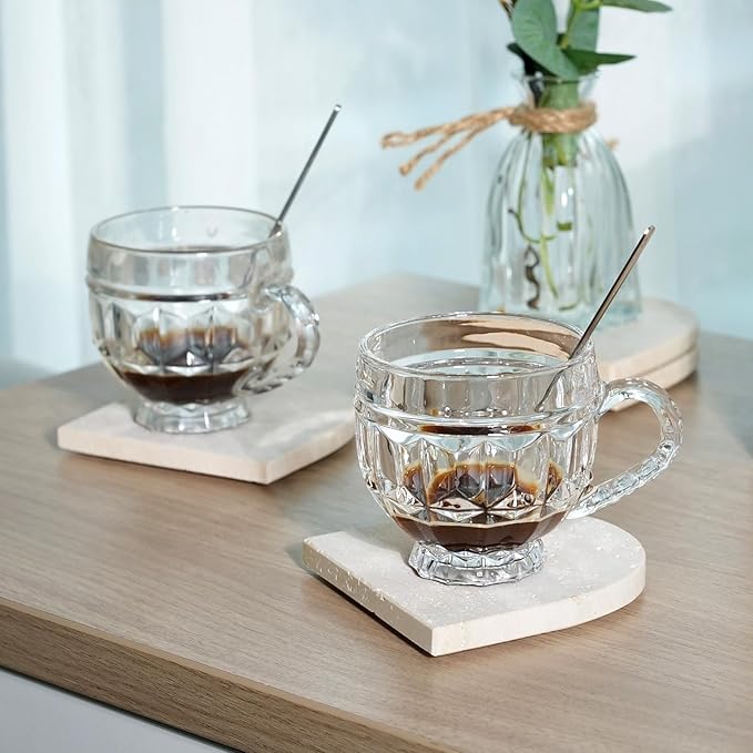 Koville Travertine Coaster Set of 4, Natural Marble Coasters for Drinks, 4" Stone Coasters Modern Arch Shape Heat Resistant, Decorative Marble Coaster for Table Home Decor(Beige)