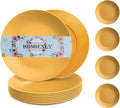Homienly Flat Dinner Plates Set - 8 Microwave & Dishwasher Safe Wheat Straw Plates, Unbreakable, 9 inch Yellow