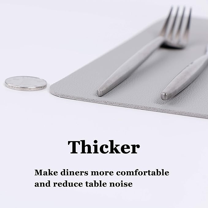 Wipeable Placemats Leather Table Mats Waterproof Heat-Resistant Easy to Clean for Dining Table Set Kitchen Table (2, Slate Grey)
