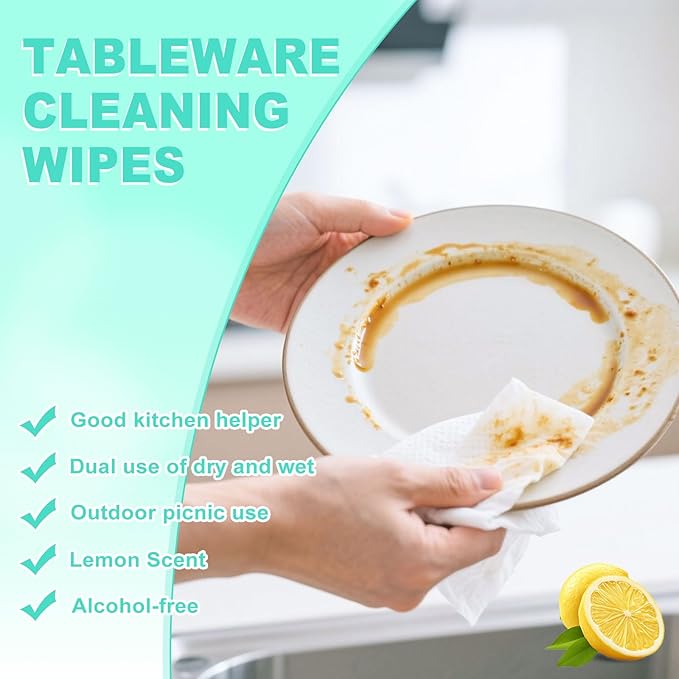 twoworld Disposable Dish Cleaning Wipes,Dish Wipes for Washing Dishes No Water for Camping Travel Kitchen Outdoor(pack of 30)