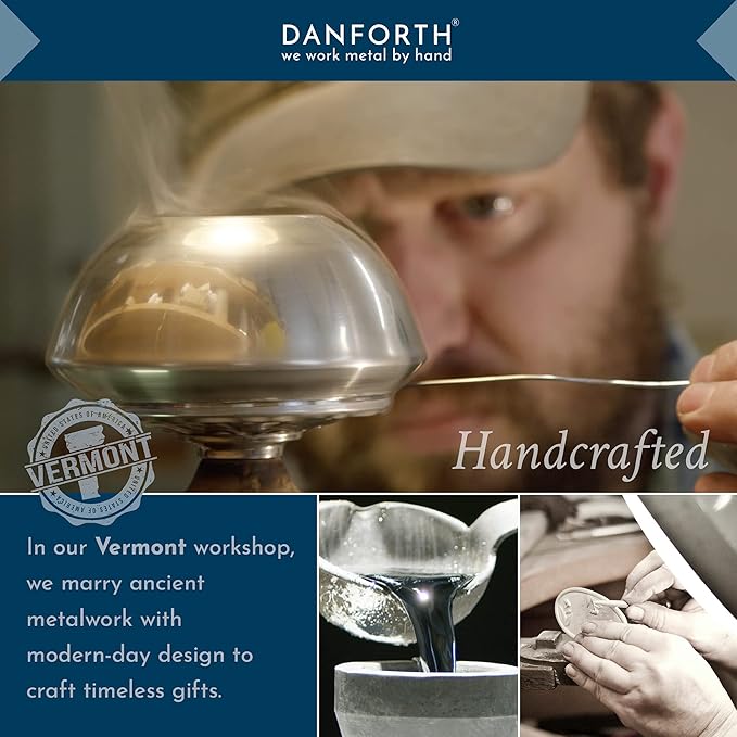 DANFORTH – Handcrafted Pewter Footed Fruit Bowl – Decorative Fruit Holder For Kitchen Countertop - 6 ½” Diameter x 3 ¼” High, Made In USA