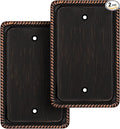 Henne Bery Rope Edge Decorative Wall Plate Switch Plate Outlet Cover (Single Blank, 2 Pack, Aged Bronze)