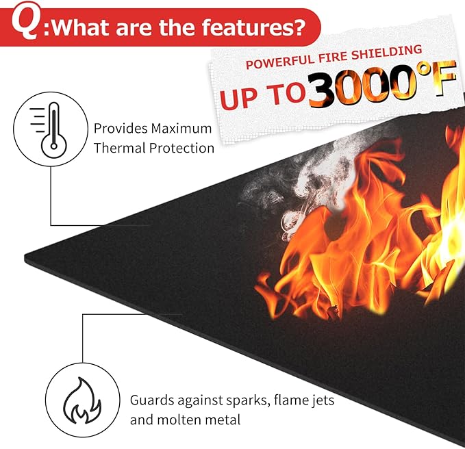 Matace Welding Blanket Fireproof Carbon Felt Soldering Mat & Pad, 5mm Flame Retardant Fabric, Heat Shield for Brazing, Automotive Repair, Grill & Smoker, Stove Wick Roll - 20x47 Inch, 2 Pack, Black