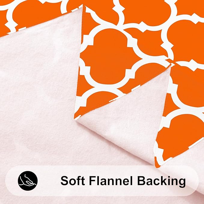 Smiry Rectangle Table Cloth, Waterproof Vinyl Tablecloth with Flannel Backing for Rectangle Tables, Wipeable Spillproof Plastic Tablecloths for Dining, Indoor and Outdoor (60"x120", Bright Orange)