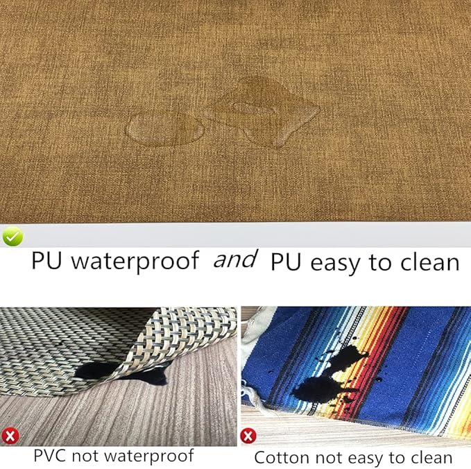 WAZAIGUR Waterproof Easy to Clean Non-Slip Heat Resistant Thick Faux Leather Placemats for Dining Table Set of 8,Brown