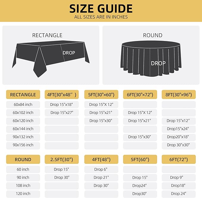 6-Pack 60x120 inch Beige Table Cloths, Solid Stain and Wrinkle Resistant Oblong Tablecloth, Premium Plain Weave Polyester Fabric Rectangle Table Linen Covers for Hotel, Wedding