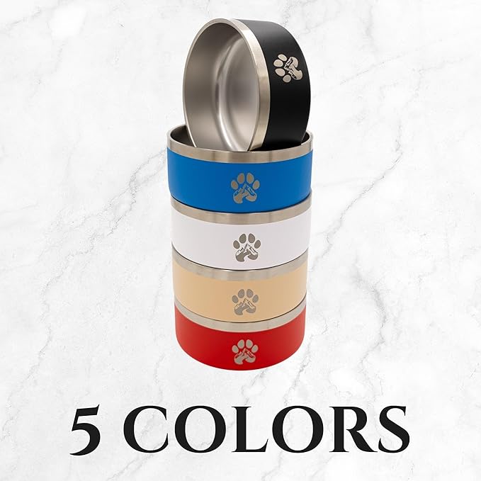Stainless Steel Dog Bowl for Small-Large Dogs | Double Wall Insulated, Non-Slip Base Heavy Duty Water and Food Bowls for Dogs & Cats | Pet Safe BPA Free & Dishwasher Safe | 16 Oz - Blue