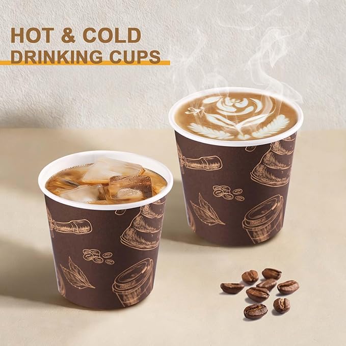 600 Pack 4 oz Small Coffee Cups, Disposable Paper Espresso Cups for Hot/Cold Drinks, Office, Home, Shop, Event