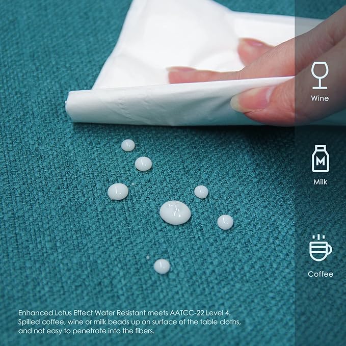 BALCONY & FALCON Small Square Tablecloth Washable Wrinkle Resistant and Water Proof Table Cloth Decorative Linen Fabric Tablecloths for Bedside End Table Bedroom Nightstand (Teal, 23.6x23.6)