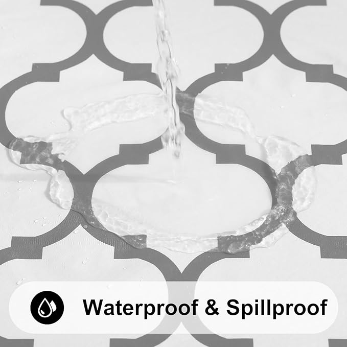 Smiry Rectangle Table Cloth, Waterproof Vinyl Tablecloth with Flannel Backing for Rectangle Tables, Wipeable Spillproof Plastic Tablecloths for Dining, Camping, Indoor and Outdoor (60"x102", White)
