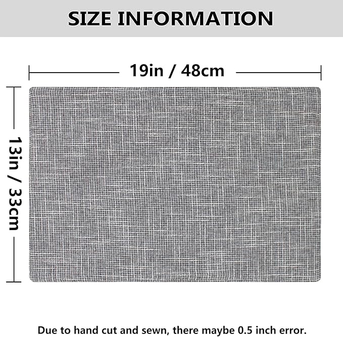 Kevin Textile Burlap Linen Placemats Set of 6 Heat Resistant Dining Table Place Mats Washable Kitchen Table Mats for Dinning Party Holiday Indoor Outdoor, 13 x19 inches, Light Grey