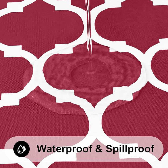 Smiry Rectangle Table Cloth, Waterproof Vinyl Tablecloth with Flannel Backing for Rectangle Tables, Wipeable Spillproof Plastic Tablecloths for Dining, Camping, Indoor and Outdoor (52"x70", Burgundy)
