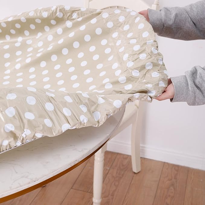 Walrus Round Vinyl Fitted Tablecloth with Flannel Backing Elastic Edge Design Table Cover Waterproof Oil-Proof PVC Table Cloth Stain-Resistant Best for 45"-56" Round