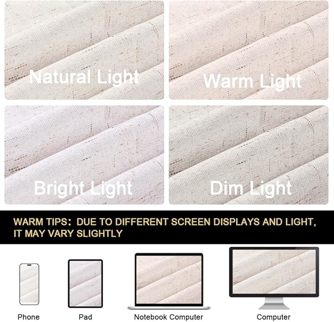 PrinceDeco Blackout Curtains 108 Inches Long Solid Thermal Insulated with White Liner Full Blackout Soundproof Window Treatment Drapes for Bedroom Living Room, 52" Wide Per Panel, Set of 2,Ivory