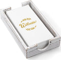 Napkin Holder for Bathroom, White Washed Wood Guest Towel Holder Tray for Bathroom, Disposable Paper Hand Towel Holder for Bathroom Accessories, Dinner Napkin Holder for Kitchen Table Party