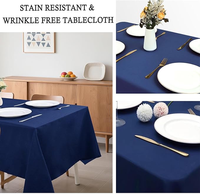 8 Pack Navy Blue Tablecloth 60 x 126 Inch Rectangular Table Cloth for 6 Foot Rectangle Tables, Wrinkle Resistant Washable Polyester Fabric Table Covers for Wedding Party Banquet Buffet and Camping