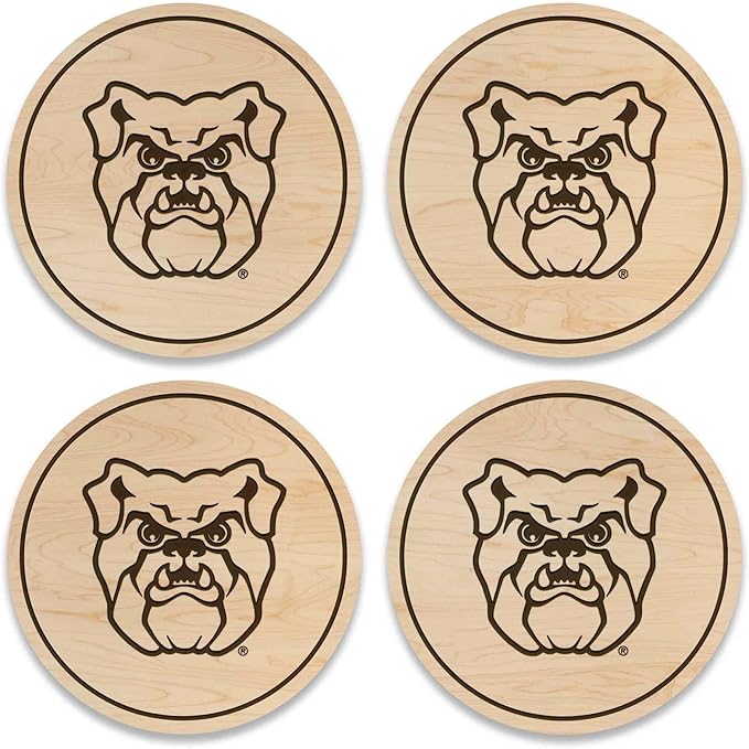 LazerEdge Butler Bulldogs Wooden Coaster Set - Maple Wood - Officially Licensed Product - 4-Pack