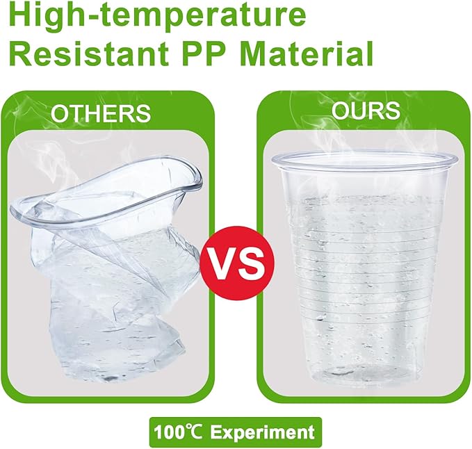 12 oz Clear Plastic Cups 300 Pack, Disposable Cups,Party Drinking Cup, Cups for Party, Graduation, Travel, Holiday, Events