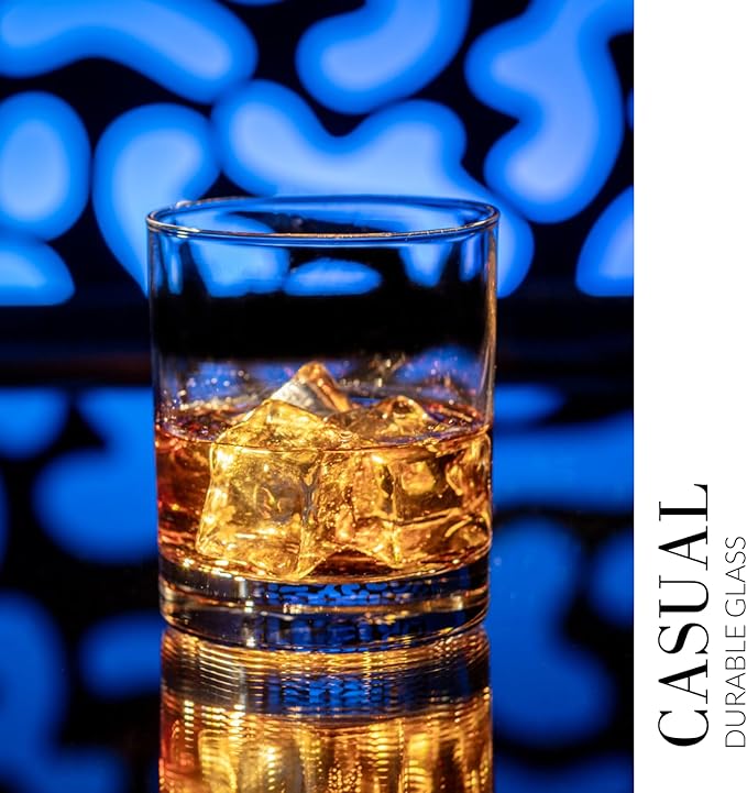 Krosno Whisky Sour Tumbler Glasses Old Fashioned Bourbon Cognac Brandy | Set of 6 | 10.1 oz | Blended Collection | Perfect for cocktails, drinks, water, juice, scotch, irish liquor, whisky