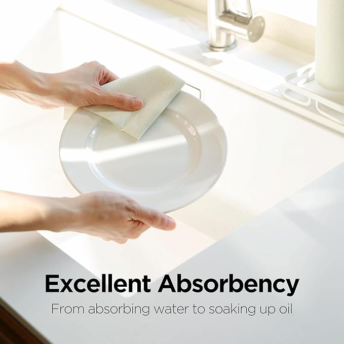 Meekly Daily Dish Cloth Cleaning Scrubber Sheet, Multi-Purpose Reusable Disposable Tear-Off Roll, Durable Washable Fast Dry Kitchen Towel for Kitchen Home Cleaning Use (30 Sheets) (Butter Cream)