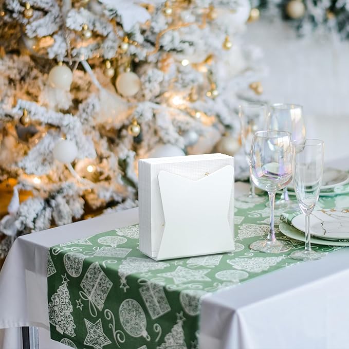 SILUT 2 Pack Napkin Holder for Table, Acrylic Napkins Holder, Compact Napkin Dispenser for Kitchen Table, Cocktail Napkin Holder for Bar, Banquet, Restaurant, Freestanding Napkins Holder - White