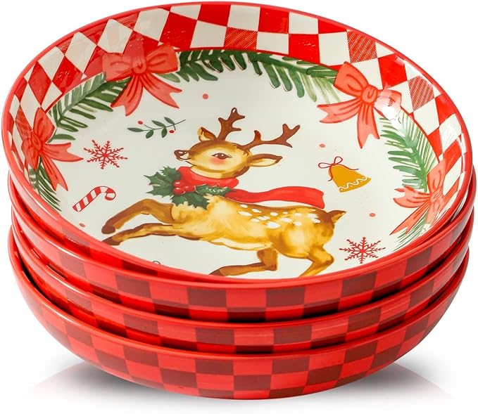 glowworm Pasta Bowls, 38 Oz Ceramic Salad Bowls Set of 4, Serving Bowls for Ramen, Fruit, Dishwasher & Microwave Safe