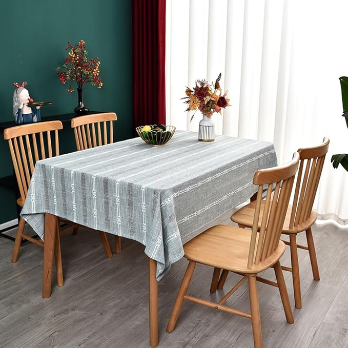 Heavy Duty Cotton Table Cloth for Rectangle Table Rectangular Farmhouse Vintage Tablecloth Washable Rustic Table Cover (Gray, Rectangle, 52''x120'', 10-12 Seats)