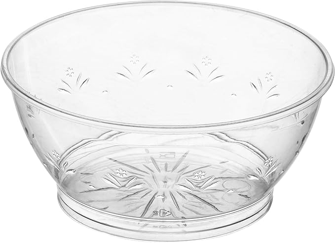 JoyServe Clear Mini Plastic Bowls - (Bulk 100 Pack) 6 Oz Disposable Premium Hard Plastic Dessert Bowls for Serving, Weddings, Catering, Parties, Salsa, Home or Event Party Supplies